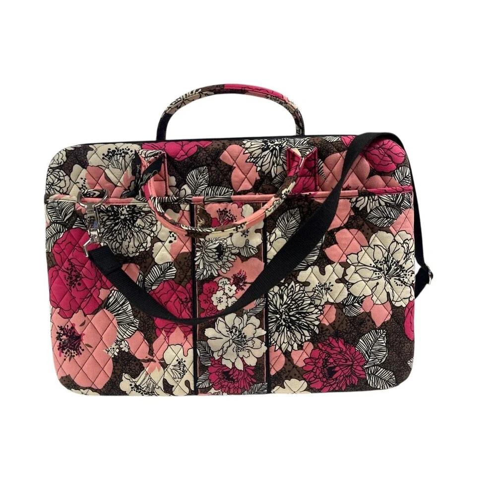 Vera Bradley MOCHA ROUGE LAPTOP PORTFOLIO Computer Hard Case Travel Work School